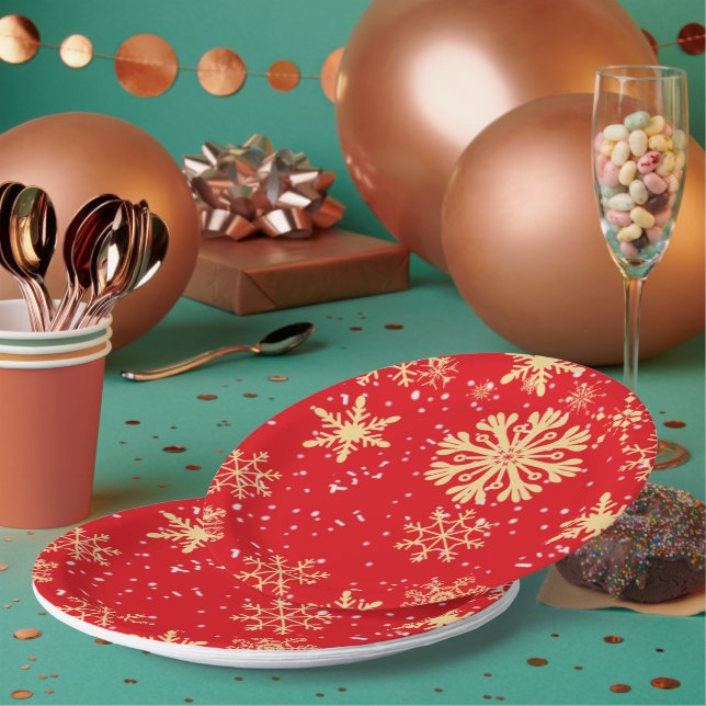 Gold Snowflake Paper Plate (Multi)