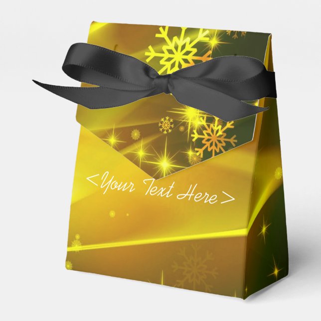 Gold Snowflake Pattern Christmas Favour Box (Front Side)