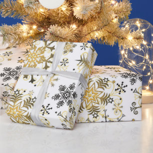 Gold snowflake pattern wrapping paper