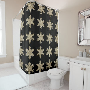 Gold Snowflake Patterns Black Stylish Elegant Cute