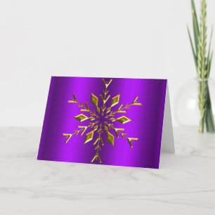 Gold Snowflake Star Purple Christmas Card