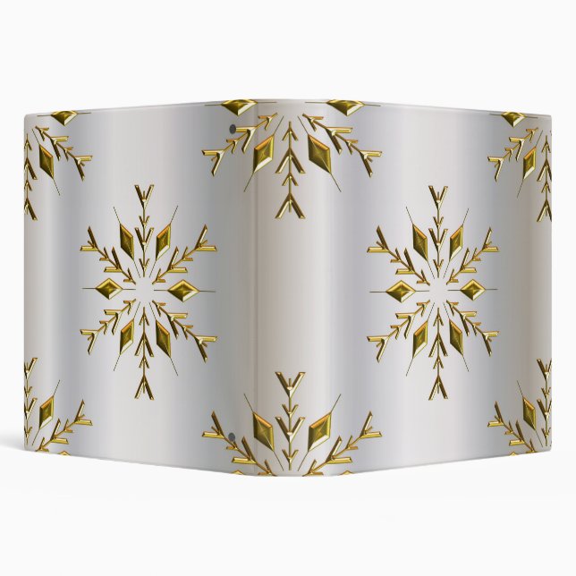 Gold Snowflake Stars on Silver Binder (Background)