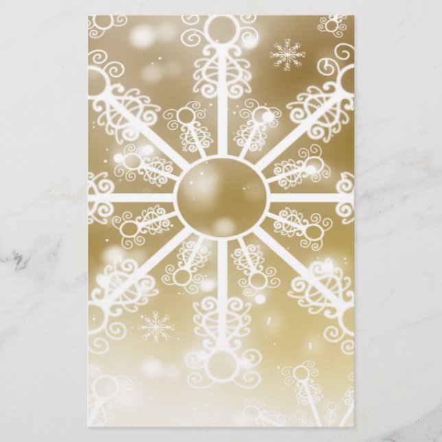 Gold Snowflake Stationery (Front)