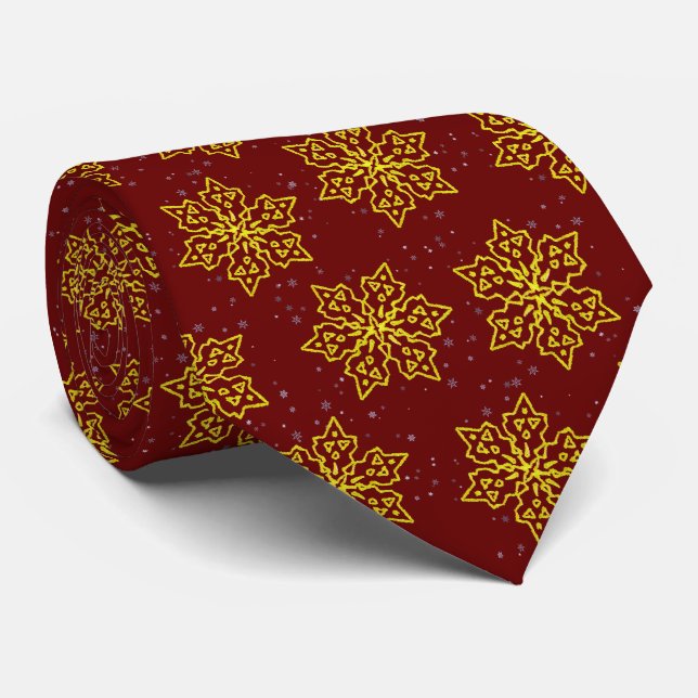 Gold Snowflake Tie (Rolled)