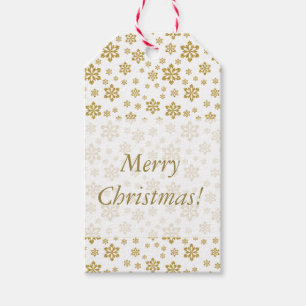 Gold Snowflake White Christmas Gift Tags