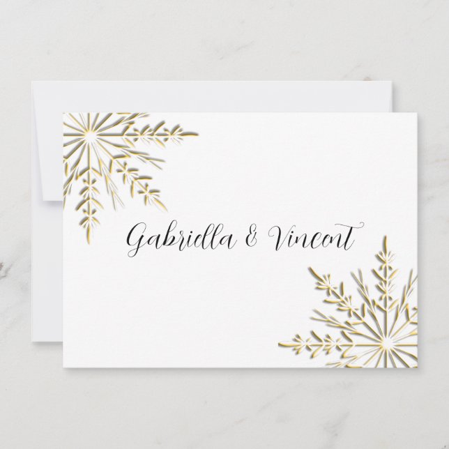Gold Snowflake Winter Wedding Flat Stationery Note Note Card (Front)