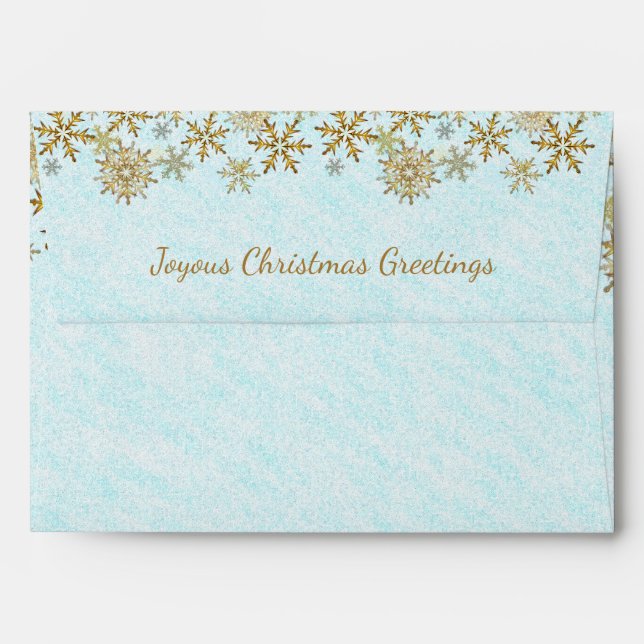 Gold Snowflakes A7 Enveloppe de voeux de Noël (Dos (Haut rabat))