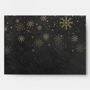 Gold Snowflakes Chalkboard Christmas Holidays Envelope