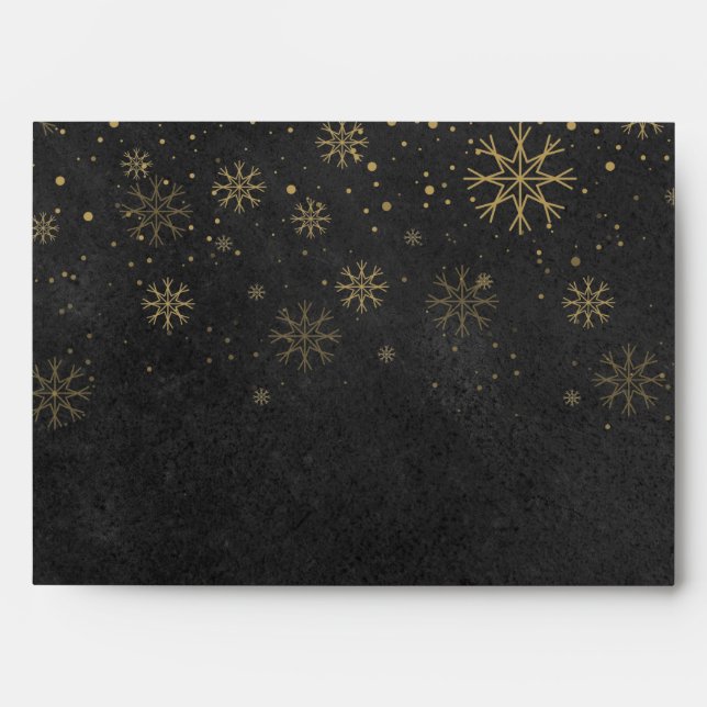 Gold Snowflakes Chalkboard Christmas Holidays Envelope (Front)