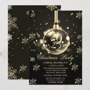 Gold Snowflakes, Christmas Ball 2022 Party Invitation