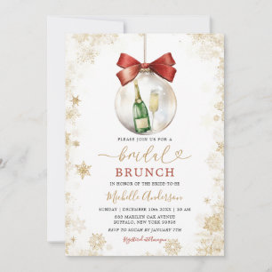 Gold Snowflakes Christmas Bauble Bridal Brunch Invitation