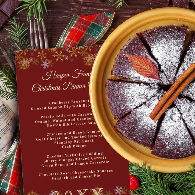 Gold Snowflakes Christmas Dinner Menu Template (Creator Uploaded)