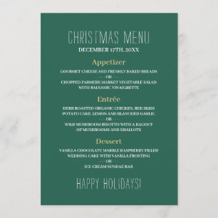 Gold Snowflakes, Christmas Menu