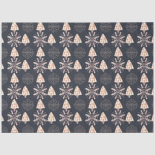 Gold Snowflakes & Christmas Trees Black Christmas Tissue Paper
