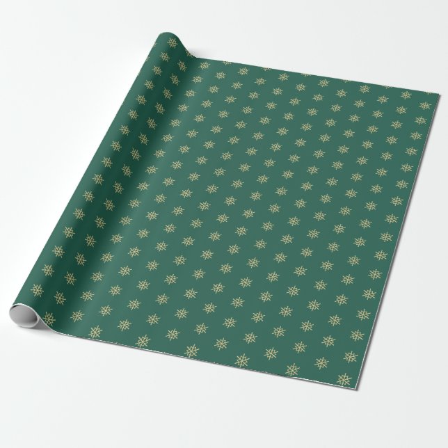 Gold Snowflakes, Christmas Wrapping Paper (Unrolled)