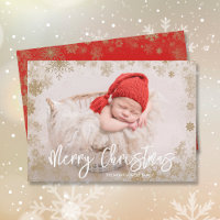 Gold Snowflakes Faire-part de naissance photo de N