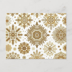 Gold snowflakes holiday postcard