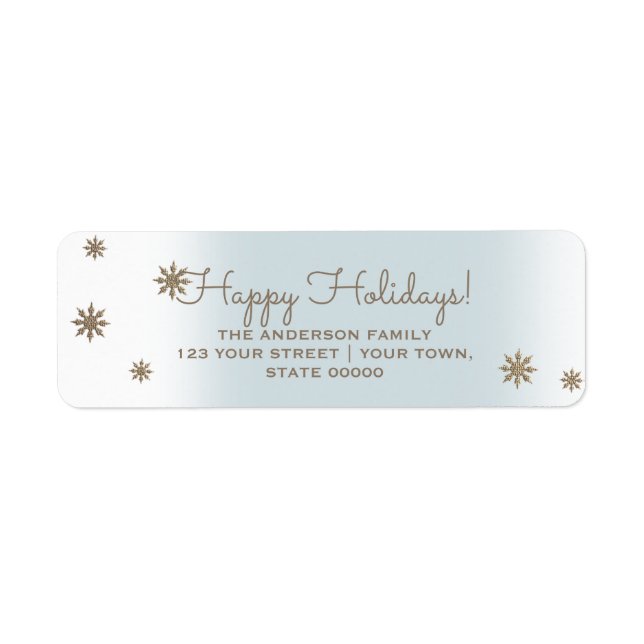 Gold Snowflakes. Holiday Return Address Labels (Front)