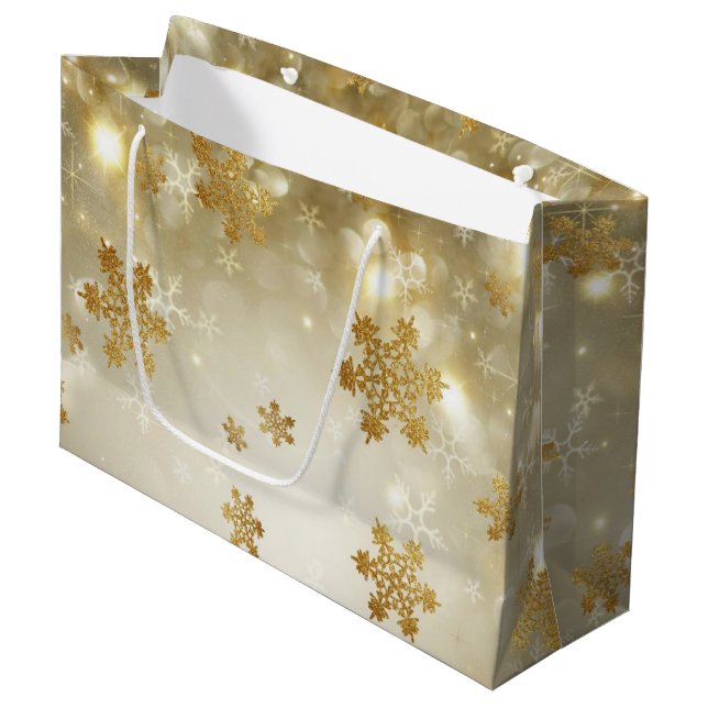 Gold Snowflakes  Large Gift Bag (Front Angled)