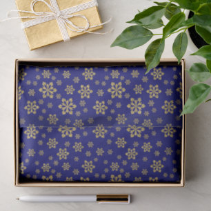 Gold Snowflakes on Blue Tissue Paper