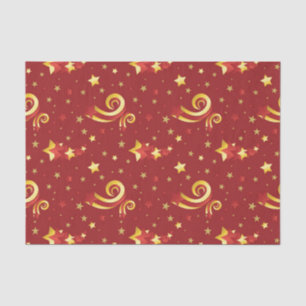 Gold Snowflakes on Christmas Red Tissue Paper