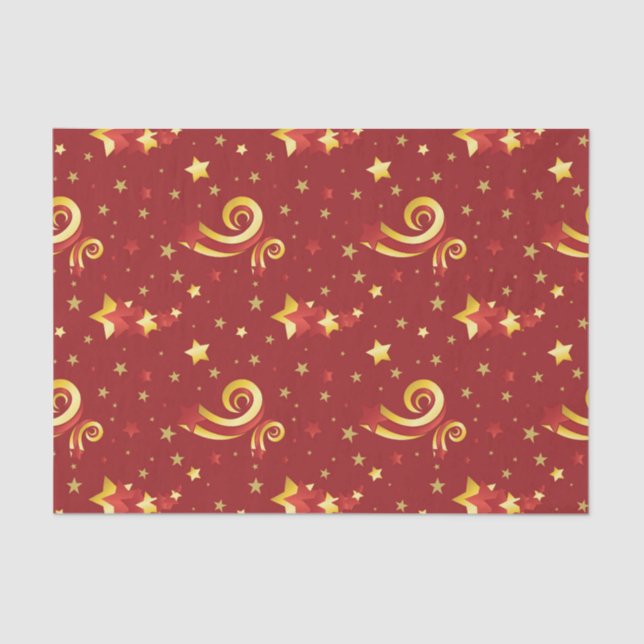 Gold Snowflakes on Christmas Red Tissue Paper (Front)
