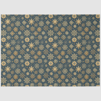 Gold Snowflakes on dark blue Tissue Paper