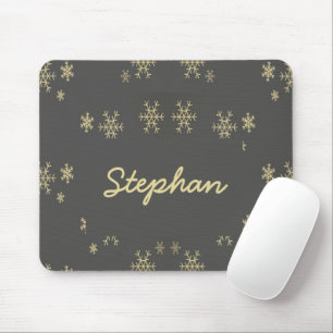 Gold snowflakes on grey mouse pad