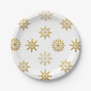 Gold Snowflakes Ornament Paper Plate