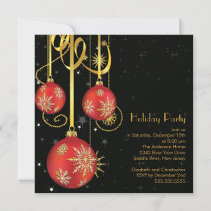 Gold Snowflakes Ornement Fête Invitation