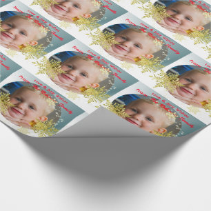 Gold Snowflakes Personalized Photo Wrapping Paper