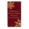 Gold Snowflakes Red Christmas Holiday Wine Label