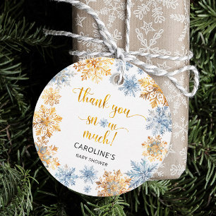 Gold Snowflakes Thank you Snow much Baby Favour Tags