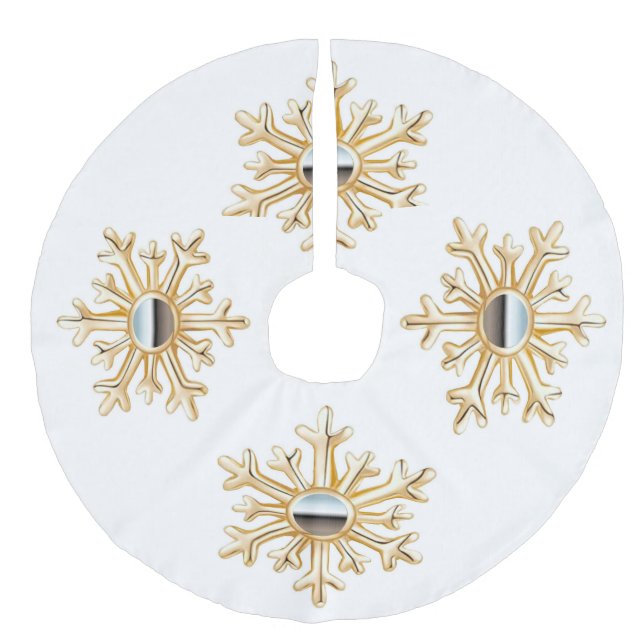 Gold Snowflakes Tree Skirt (Front)