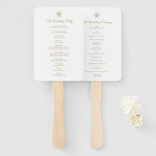 Gold Snowflakes Winter Wedding Christmas Program Hand Fan