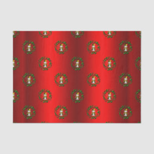 Gold Snowman in Wreaths Red Tissue Paper