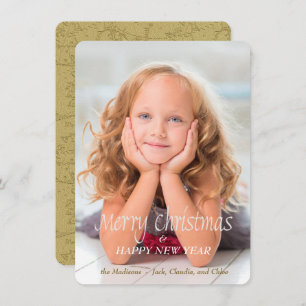 Gold Snowman Scribble Photo Christmas Card