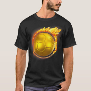 Gold Soccer Ball Flames Flaming Flying Soccer Ball T-Shirt