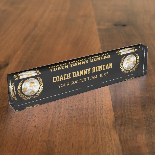 Gold Soccer Coach Nameplate (Side)