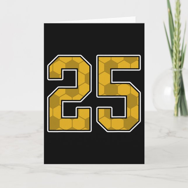Gold Soccer Pattern Number 25 Jersey Player Unifor Card (Front)