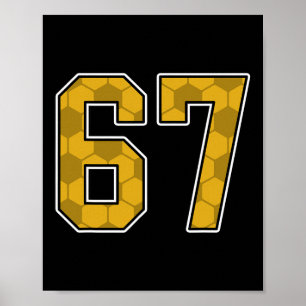 Gold Soccer Pattern Number 67 Jersey Player Unifor Poster