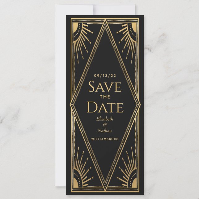Gold Solar Elegant Mystical Tarot Save the Date (Front)