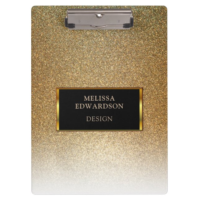 Gold sophisticated glitter personalized clipboard (Front)