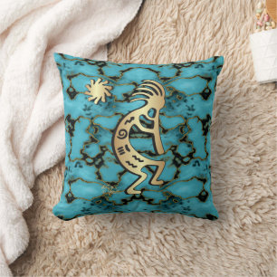 Gold Southwest Kokopelli Throw Pillow