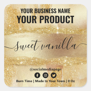 Gold Soy Candle Labels In Glitter And Ink Style