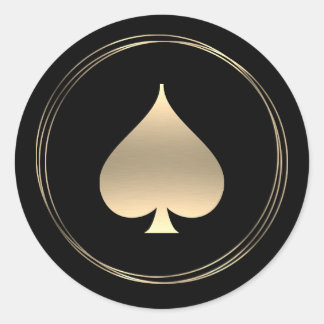 Gold Spade Symbol Classic Round Sticker