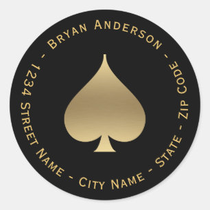 Gold Spade Symbol Return Address Label