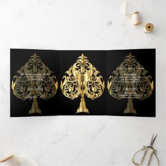 Gold Spades Photo Quinceanera Party Invitation