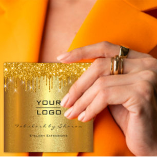 Gold Spark Makeup Artist Event Planner Beauty Logo Square Business Card