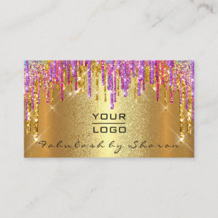 Gold Spark Makeup Artist Lash Drips Lux Logo Business Card